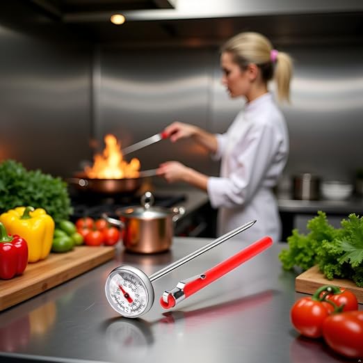 1 Set Silver Meat Thermometer for Grilling, Food Thermometer for Cooking, Milk, Kitchen Thermometer, Pocket Thermometers Food Temperature Probe
