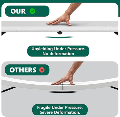 4ft Folding Table with Adjustable Height, Heavy Duty Fold-in-Half Plastic Table with Steel Legs, Portable for Indoor, Outdoor, Picnic, Camping, Dining, Party, White