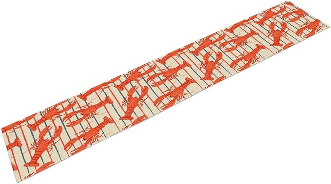 Crawfish Boil Table Runner Retro Lobster Style Print Seafood Boil Themed Birthday Party Kitchen Dining Home Decoration 13x90 Inch
