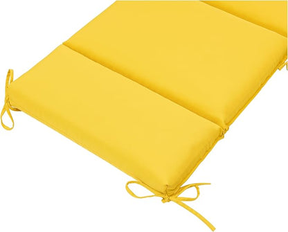 QILLOWAY Outdoor Chaise Lounge Cushion,All Weather High-Density Foam Recliner Chairs Replacement Cushions，Yellow.
