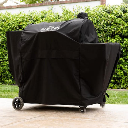 Oakford Heavy-Duty Pellet Grill Cover, Compatible with Oakford Wood Pellet Grill Model 910-05003, Full-Length BBQ Cover with Vented Mesh and Secure Straps, Black - 700-05003