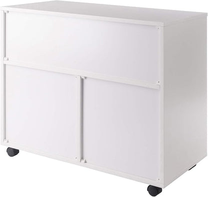 Winsome Halifax Mobile Storage Cabinet with 1 Door & 5 Drawers, White | Stylish & Functional Home Storage Cabinet for Filing, Kitchen Organization, Moveable Furniture for Office, Dorms, Apartments