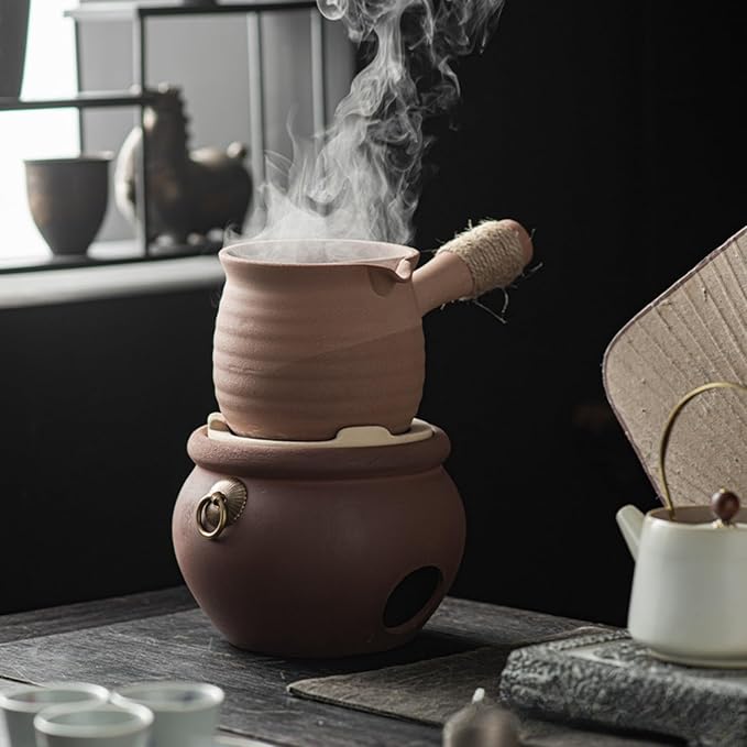 Chaozhou Imperial Kiln rare red clay charcoal stove tea set Kung Fu tea stove Outdoor heating stove barbecue oven Pottery stove（ Ancient charcoal furnace diameter 16CM* H12CM）