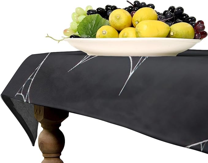 Spider Web Tablecloth, Scary Horror Spider Gothic Ghosts Black Water Resistant Wipeable Table Cover for Picnic Party Holiday Kitchen Dinner Table 60"x110"