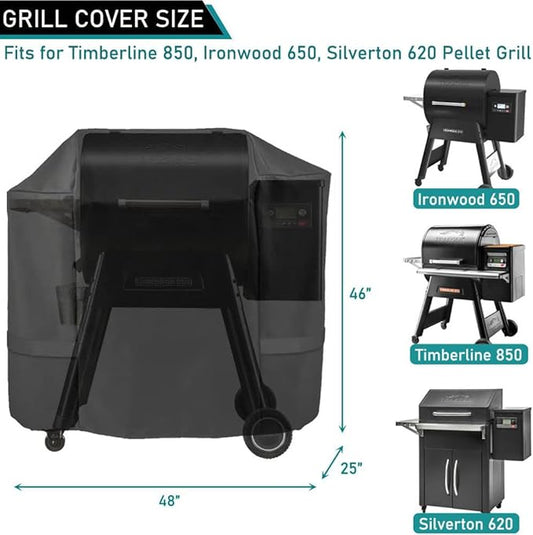 ZJYWSCH Grill Cover for Traeger Timberline 850, Ironwood 650, Silverton 620 Pellet Grills Waterproof BAC359 BAC505 BAC592 Traeger Ironwood 650 Grill Cover Full Length