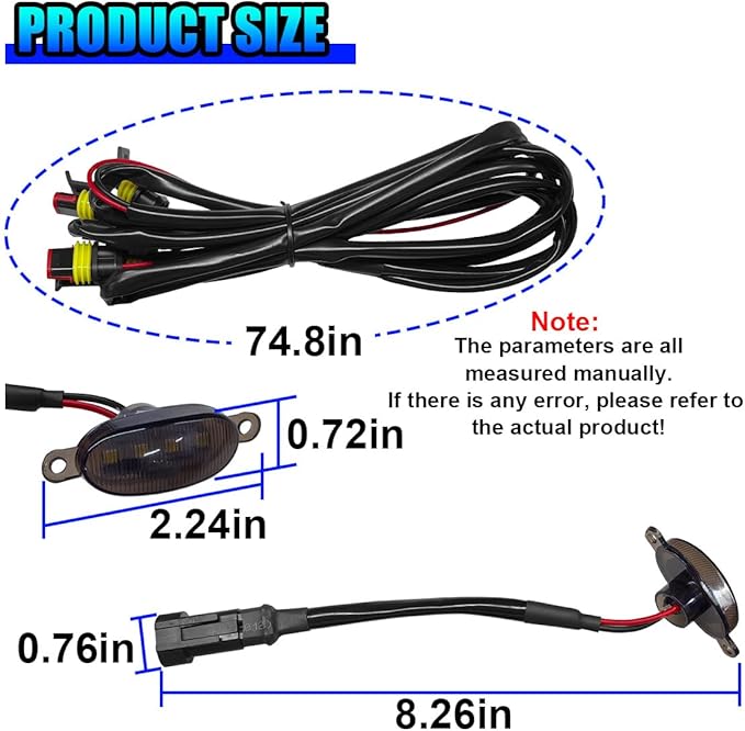 YoRise 4PCS Car LED Grille Lights, Bright Auto Front Grill DRL Lamps, Waterproof Car Bumper Running Light with Wiring Harness, Vehicle Exterior Trim Lamp Compatible with F150, F250, F350 (White)