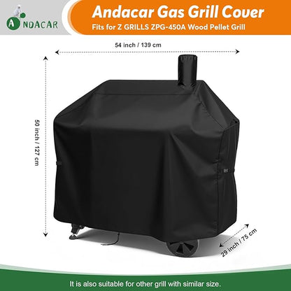 Charcoal Grills Cover for Z Grills 10002B2E Pellet Grill, Waterproof Outdoor Grill Cover BBQ Grill Cover Barbeque Grill Cover (Cover Only) - 54" L×29" W×50" H, Black