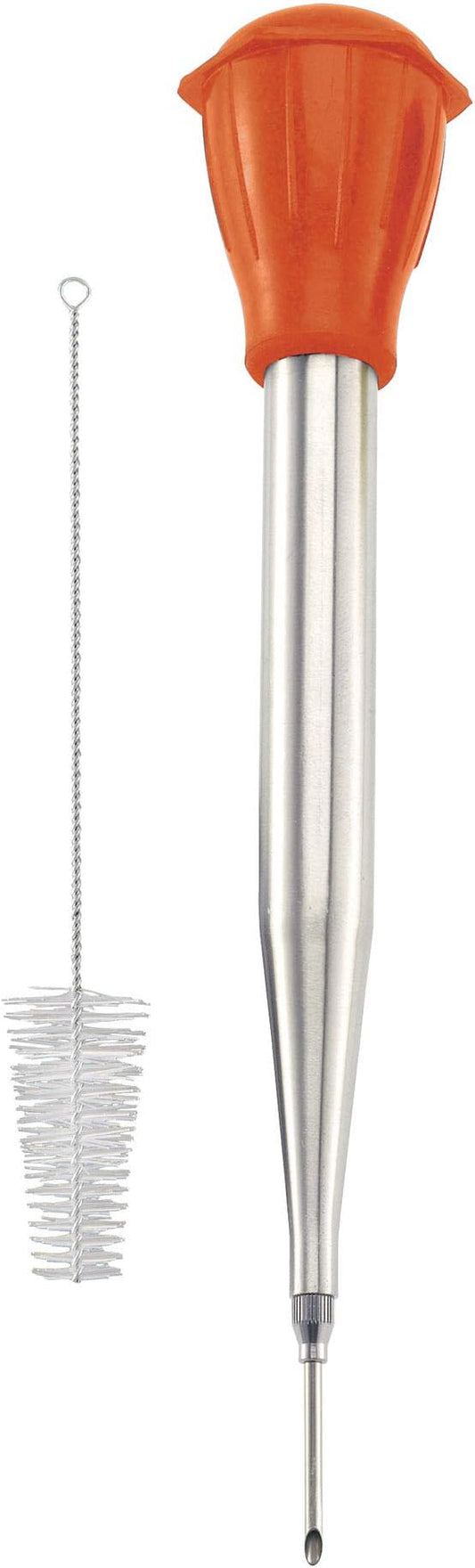 HIC Kitchen Roasting Heat Resistant Turkey Baster with Injector Needle and Cleaning Brush, 18/8 Stainless Steel and Silicone, 13-Inch, 2-Ounces