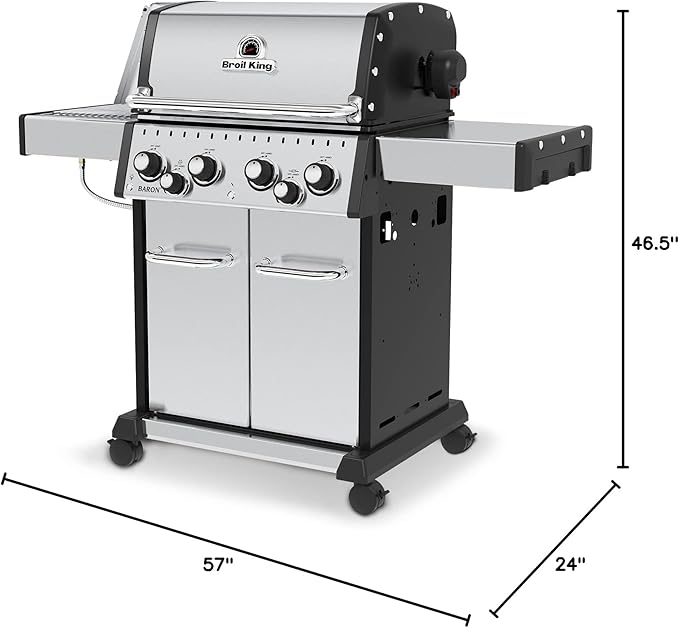Broil King 875944 Baron S 490 Pro IR, Liquid Propane (LP), Stainless Steel, Black