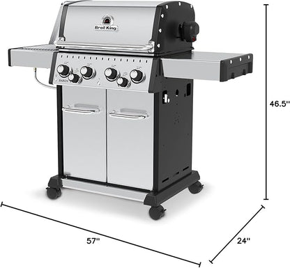 Broil King 875944 Baron S 490 Pro IR, Liquid Propane (LP), Stainless Steel, Black