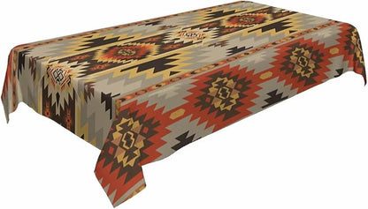 TKS MITLAN Geometric Pattern Decorative Rectangle Tablecloth American Style Aztec Polyester Table Cloth Kitchen Cover for Dining BBQ Picnic Coffee Table 60 x 84 Inch 6-8 Seats