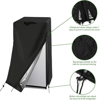 33W Large Refrigerator Cover for Most 18-20 Cu Ft Outdoor Upright Fridge | 33x33x67,Waterproof Dustproof Heavy Duty Oxford Fabric,for Large 18-20 Cubic Feet French Door Fridge/ Full Size Freezer