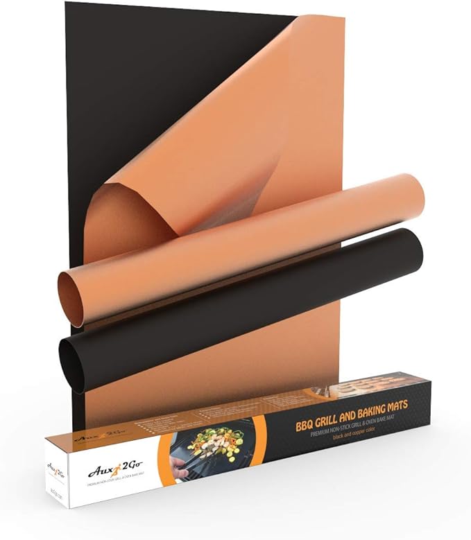 Gas Grill Outdoor BBQ Grill Mat | Prime Grill Mats Non Stick for Smoker, Oven, Gas, Charcoal and Electric Grills | Reusable Copper Grill Mats