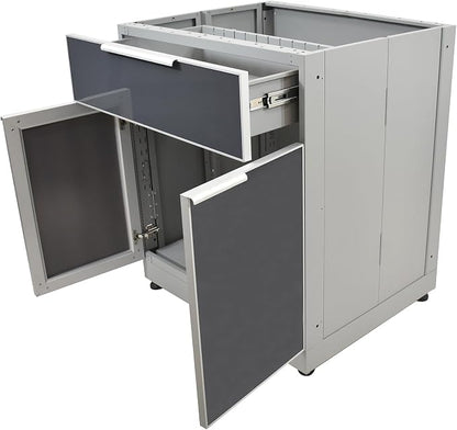 Blue Sky Outdoor Living 3-Piece Stainless Steel Outdoor Kitchen Combo Set – 2X 2 Door Cabinet, 1x 1 Drawer, 2 Door Cabinet, 1x Pull-Out Trash System, 3X 26 Standard Countertops