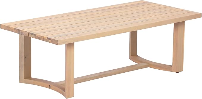 Merax Patio Acacia Wood Coffee Table with Slatted Tabletop Design, Outdoor All-Weather Center Tables for Porch, Lawn, Backyard, Balcony, Easy Assemble,Light Teak