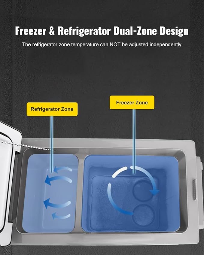 VEVOR 12 Volt Refrigerator, 48 Quart (45L) Fast Cooling Car Fridge, Portable Freezer with App Control (-4℉~68℉), 12/24v DC & 110-240v AC for Travel, Truck, Camping and Home Use, Black
