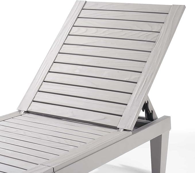 Nestl Sun Tanning Chair - Light Grey Chaise Lounge Chair Outdoor, Lightweight Pool Lounge Chairs Set of 4, Adjustable 5-Position Reclining Lawn Chair, Waterproof Beach Outdoor Lounge Chairs