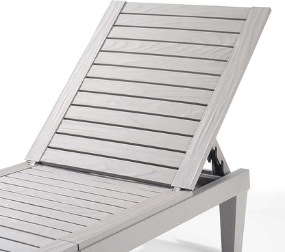 Nestl Sun Tanning Chair - Light Grey Chaise Lounge Chair Outdoor, Lightweight Pool Lounge Chairs Set of 4, Adjustable 5-Position Reclining Lawn Chair, Waterproof Beach Outdoor Lounge Chairs