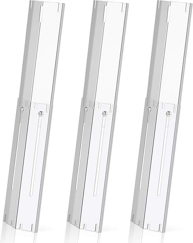 Universal Stainless Steel Adjustable Grill Heat Plates Heat Tents Heat Shields Grill Burner Cover,Compatible with Weber, Charbroil, Brinkmann, Chargriller etc.,Extends from 11.75" up to 21" L,3 Pack