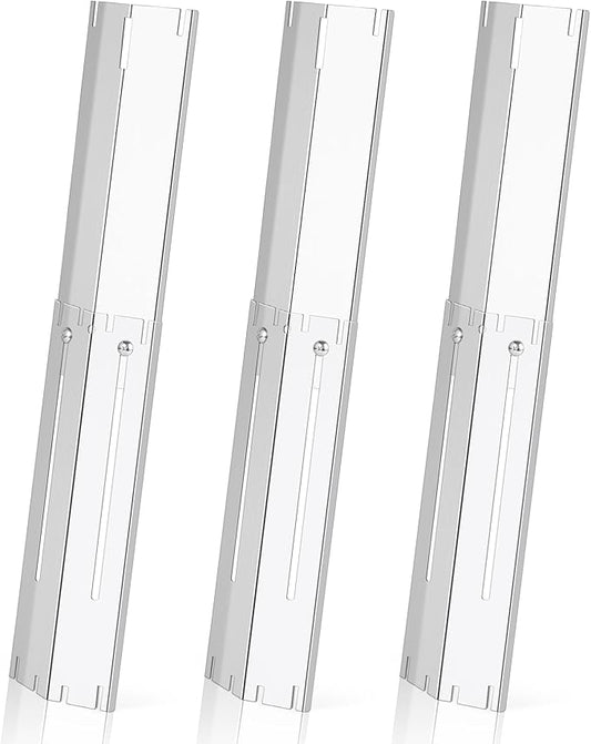 Universal Stainless Steel Adjustable Grill Heat Plates Heat Tents Heat Shields Grill Burner Cover,Compatible with Weber, Charbroil, Brinkmann, Chargriller etc.,Extends from 11.75" up to 21" L,3 Pack