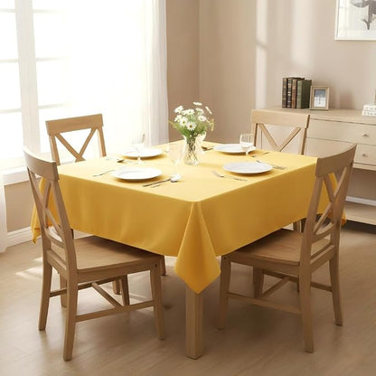 sancua Square Tablecloth - 60 x 60 Inch - Stain and Wrinkle Resistant Washable Polyester Table Cloth, Decorative Fabric Table Cover for Dining Tables, Buffet Parties and Camping, Yellow