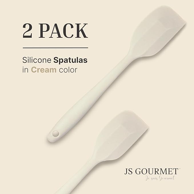 Silicone Spatula Set – 2-Piece Set of Rubber Spatulas for Non-Stick Cookware – Kitchen Tools and Accessories with Comfortable Handles, Heat-Resistant Utensils for Cooking and Baking – Cream