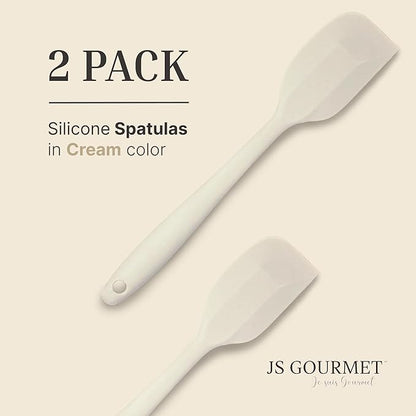 Silicone Spatula Set – 2-Piece Set of Rubber Spatulas for Non-Stick Cookware – Kitchen Tools and Accessories with Comfortable Handles, Heat-Resistant Utensils for Cooking and Baking – Cream