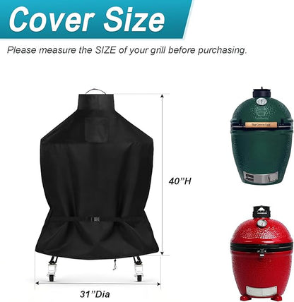 TheElves Kamado Grill Cover, Outdoor Grills Covers Waterproof Heavy Duty for Large Big Green Egg & Kamado Joe Classic Stand Alone Charcoal Grill - 31" Dia x 40" H