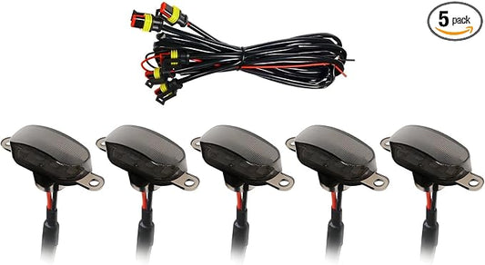 5 PCS Car LED Grille Lights, Waterproof Front Grille Running Lights with Wiring Harness, LED Grill Running Lamp Decorative Light for 2017-2019 F150 Raptor (Black & White, 5 PCS)