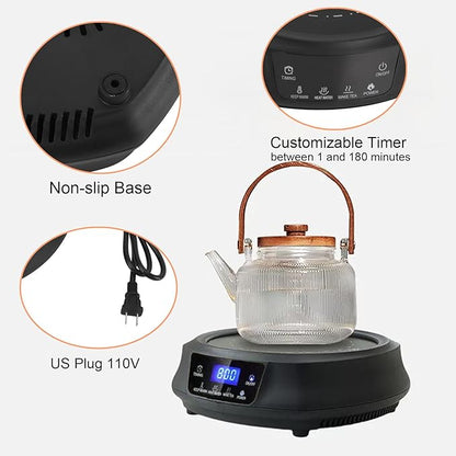 800w Electric Mini Stove Hot Plate, Portable Electric Ceramic Stove With Adjustable Power Levels Countertop Burners ElectricHot Plate For Boiling Water Making Tea And Coffee(black)