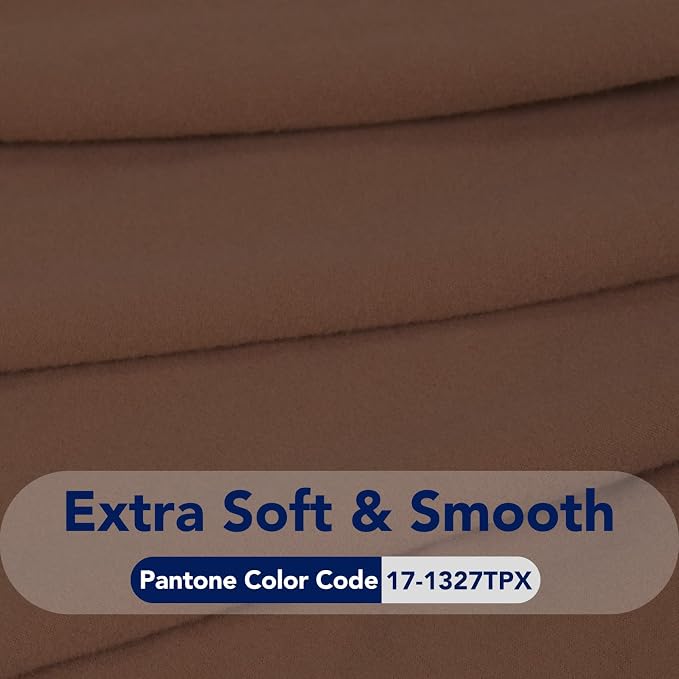 PureFit Stretc Recliner Chair Covers Fleece Soft Couch Covers for Sofa | Brown 4-Pieces Recliner Slipcover Pocket Couch Protector, Fleece Sofa Cover Washable with Non Slip Elastic Bottom