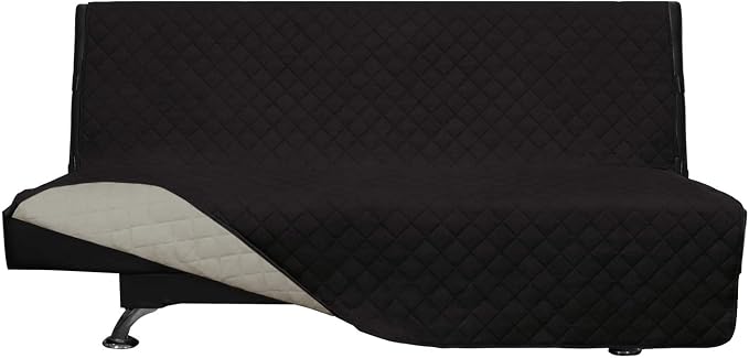 Easy-Going Reversible Couch Cover, Large Futon Sofa, Black/Beige | Machine Washable Slipcover For Dogs, Water Resistant Furniture Mat For Living Room, Non-Slip Sofa Cover, Pet Friendly