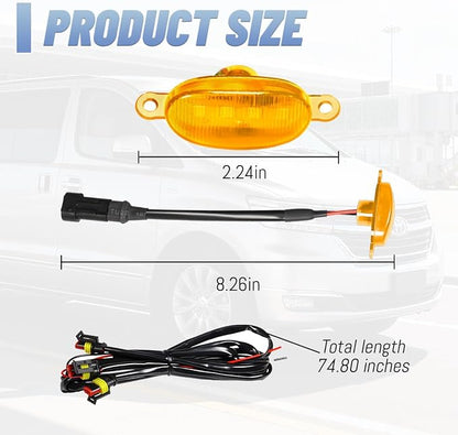 4PCS Car Grille Lights, Bright LED Vehicle Front Grille Trim DRL Lamps with Wiring Harness, Waterproof Auto Exterior Grid Bumper Running Light, Compatible with F150 F250 F350 (Yellow)
