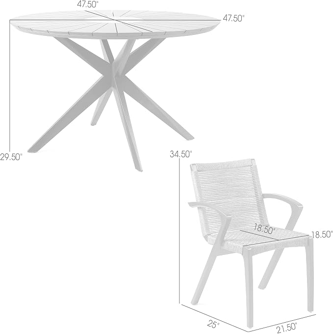 Armen Living Sachi and Nabila Outdoor 5 Piece Light Eucalyptus and Concrete Dining Set
