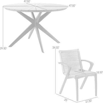 Armen Living Sachi and Nabila Outdoor 5 Piece Light Eucalyptus and Concrete Dining Set
