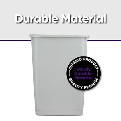 Superio Large Kitchen Trash Can 13 Gallon, 52 Qt Waste Bin for Kitchen, Garage, Indoor and Outdoor Trash Can (4, White Smoke)
