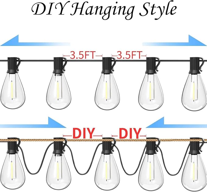 REEMEER 120FT Outdoor String Lights, Ultra Long Waterproof 30+2 Shatterproof Bulbs Led Outside Patio Lights for Porch Deck Garden Backyard Balcony Wedding Party Decor