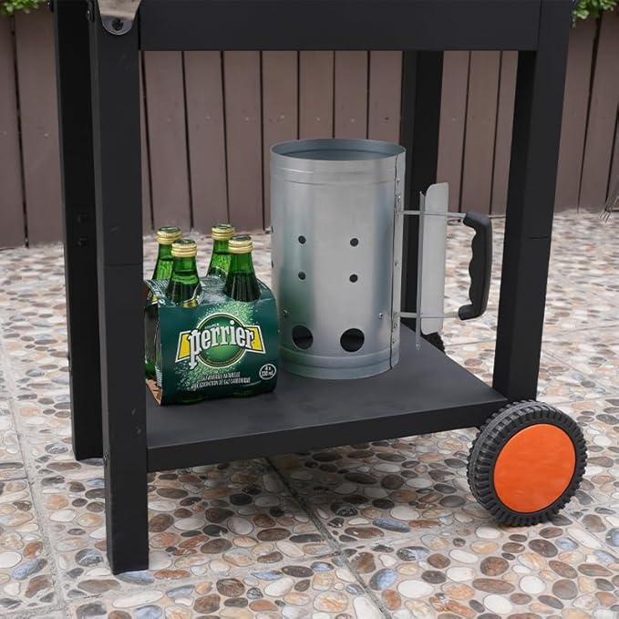 24 Inch Portable Charcoal Grill with 2 Side Table– Large Stainless Steel BBQ Grill with Adjustable Heat Control & Ash Catcher, 239 sq.in. Cooking Area for Backyard Camping Picnic Tailgate Party