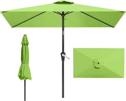 6.5x10FT Patio Umbrella, Outdoor Umbrella with Push Button Tilt and Crank, 8 Sturdy Ribs, UV Protection & Waterproof Market Umbrella for Pool, Backyard, Beach,Deck (Apple Green)