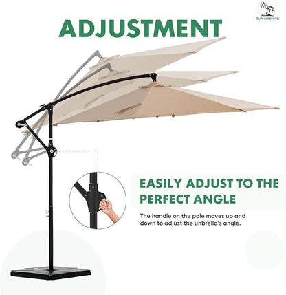 NEWBULIG 10FT Patio Umbrella, Offset Cantilever Outdoor Patio Table Umbrella, UV Protection, Fade Resistant Fabric, Easy Tilt Adjustment for Deck, Pool, Backyard, Garden