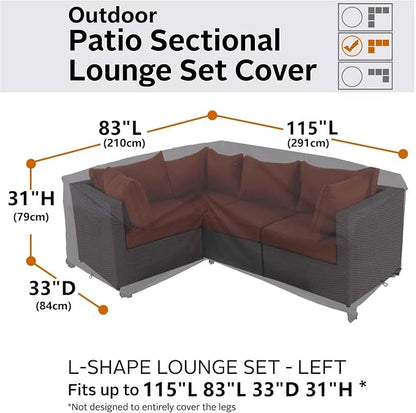 Heavy Duty Outdoor Sectional Sofa Cover, 83"X115" L Shaped Waterproof 600D Patio Sectional Couch Cover, Lawn Patio Furniture Cover (Midnight Black, L-Shaped-Left Facing-83 x115)