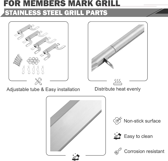 GR2210601-MM-00 Replacement Parts for Members Mark 5 Burner Grills Parts 614714 Grill Burners Rankam Grill Replacement Parts GR2210601MM00 Flame Tamer Heat Plates Sam’s Club Grill Parts 09431 16261