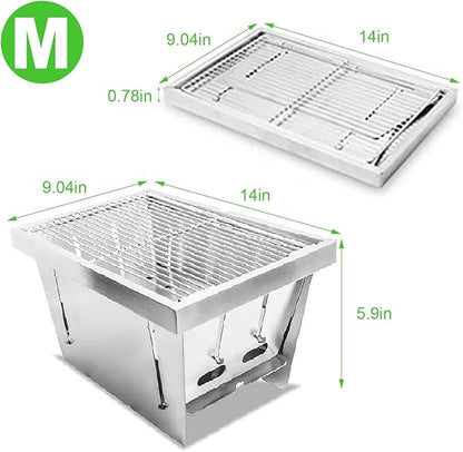 Portable Charcoal Grill for Camping, SEHOMY Foldable BBQ Grills Stainless Steel Smoker Barbecue Picnic Stove for Outdoor Cooking Camping Hiking Picnics Garden Travel Patio Backyard (M)