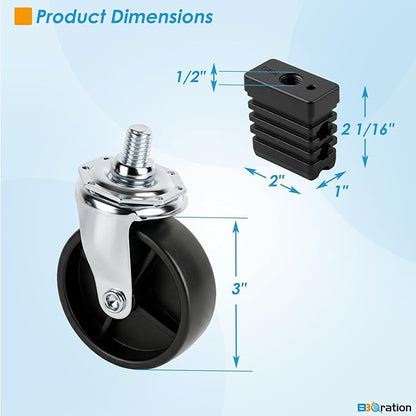Grill Wheels for Charbroil Performance 463375719 466342119 463243518 3 Inch Caster Wheels Caster Locking for Charbroil Caster Socket for G350-0023-W2 Charbroil Grill Replacement Wheels