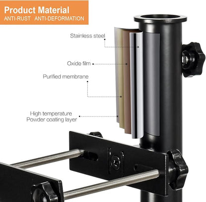 304 Stainless Steel Patio Umbrella Holder, Deck Umbrella Mount, Post Black | Easy Installation, Sturdy, Fits Umbrellas up to 1.9", Save Space, Railing Mounting Brackets, Heavy Duty Outdoor Umbrella Base