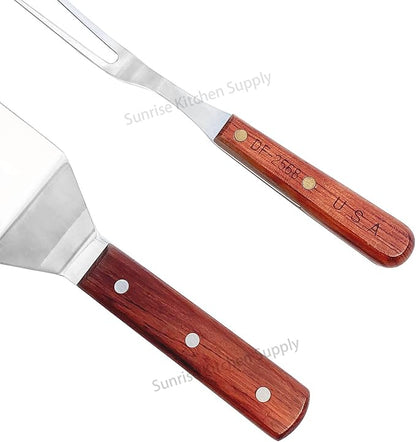 SUNRISE Stainless Steel Turner Spatula & Meat Fork 10.5" Fork + 6" x 3" Spatula