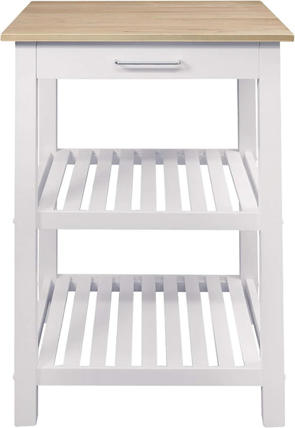 Casual Home Sunrise (Small) with Solid Harvest Hardwood Top Kitchen Island, 22.75"W, Natural&White