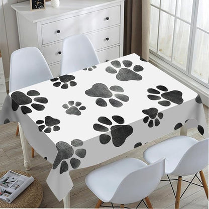 TKS MITLAN Dog Paws Cute Tablecloth 60x84 Inch Rectangular Animal Grey Footprints Oblong Table Cloth Kitchen Table Decorations for Home Dinner Party