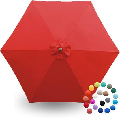 Formosa Covers 9ft 6 Ribs Market Patio Umbrella Replacement Canopy - Top Canvas - 600D UV Protective and Water Resistant Umbrella Fabric - Premium Replacement Canopy Cover ONLY (Red)