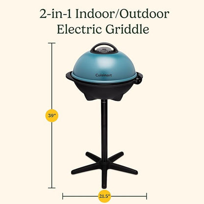 Cuisinart Indoor/Outdoor Electric Griddle, 2-in-1 Portable BBQ with Flat Top Nonstick Cooking Surface, Adjustable Heat, Stand/Tabletop Options for Cookouts, Barbecues & Small Spaces, No Tools Needed